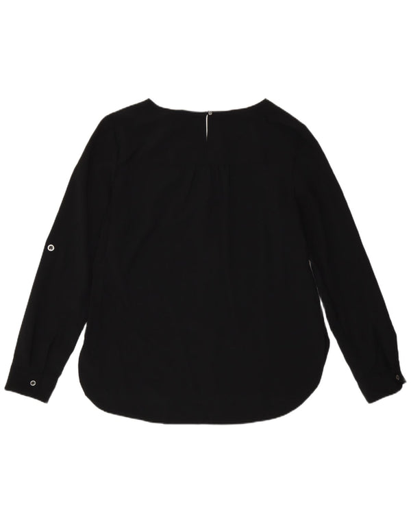 Blusa feminina de manga comprida Calvin Klein UK 14 poliéster preto médio