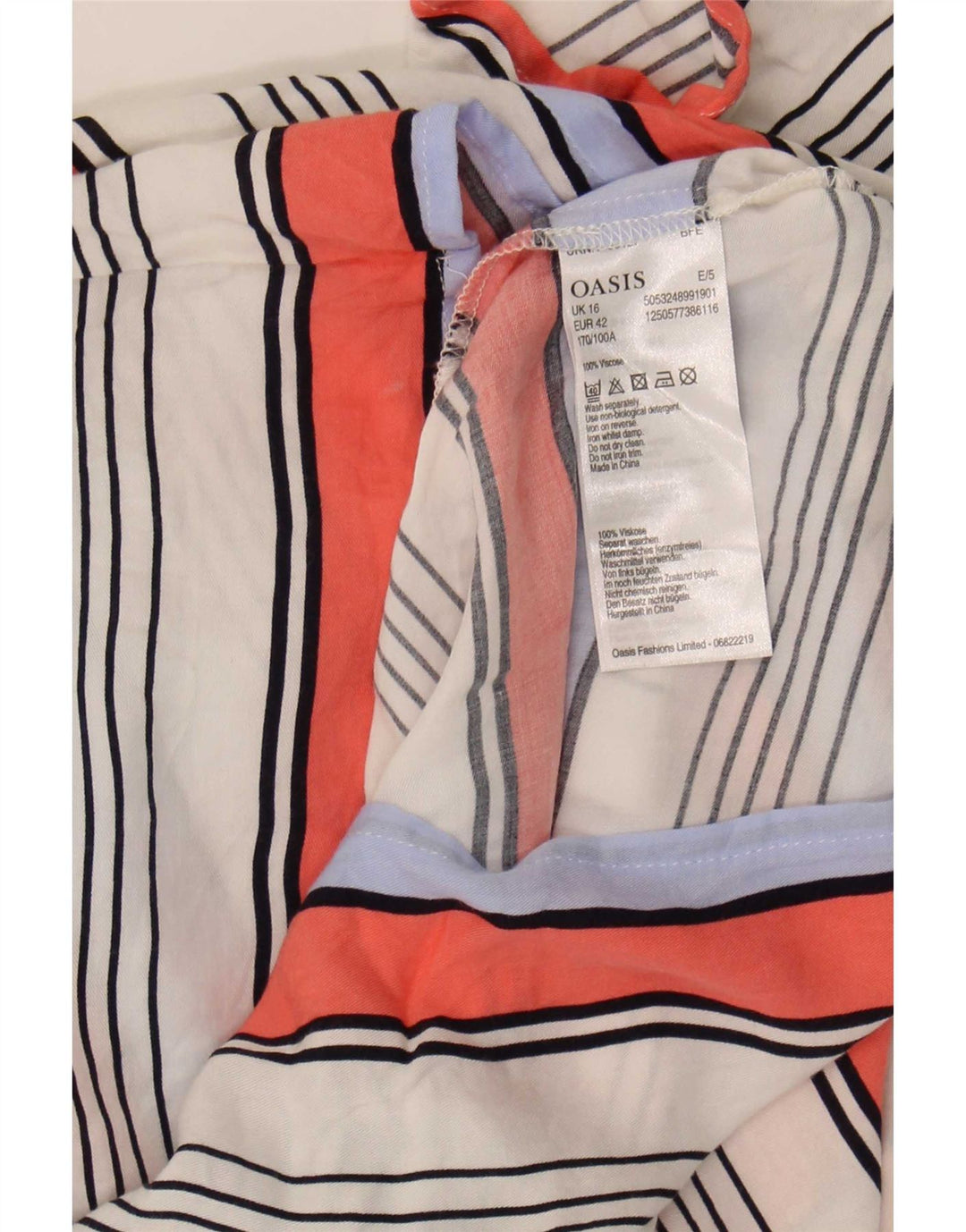 Blusa feminina Oasis UK 16 grande viscose listrada multicolorida