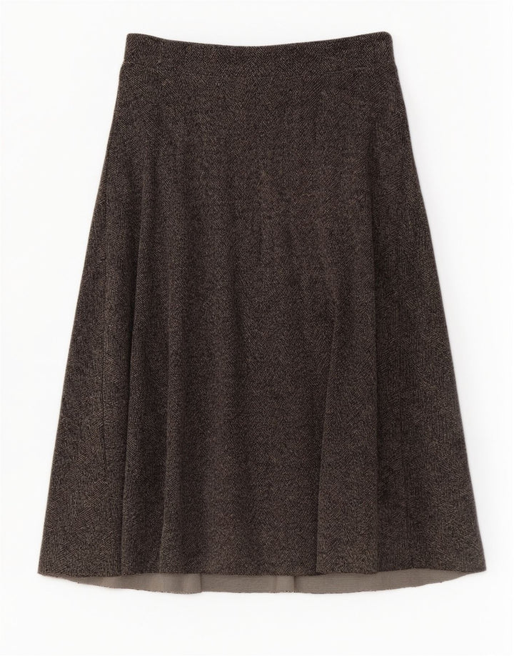 Saia feminina Zara Midi A-Line grande W32 espinha de peixe cinza