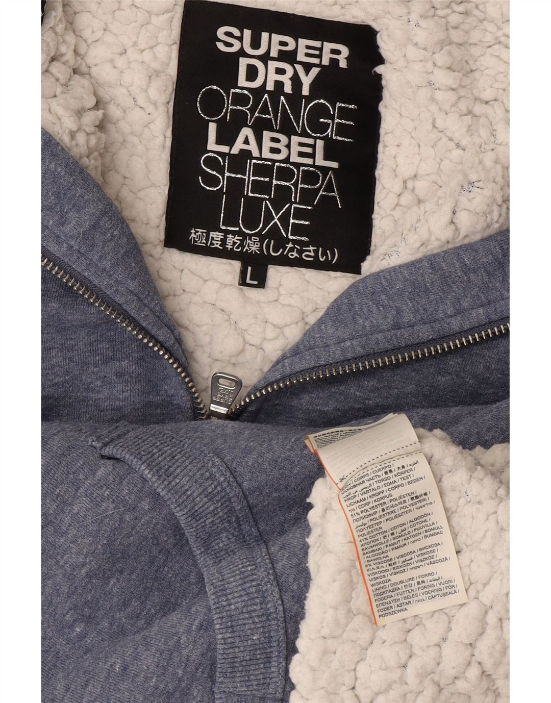 Suéter feminino Superdry com capuz e zíper Reino Unido 16 grande poliéster azul