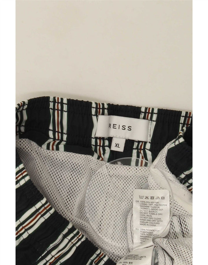 Shorts de natação masculino Reiss XL poliéster listrado preto