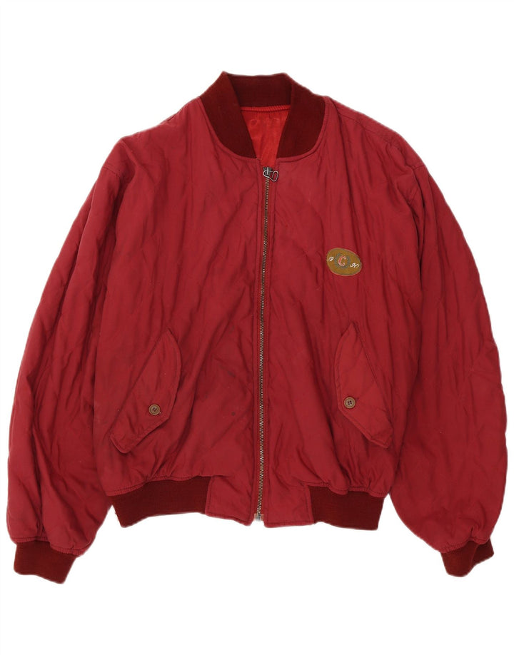 Casucci Mens Loose Fit Bomber Jacket UK 36 Pequeno Poliéster Vermelho Colourblock