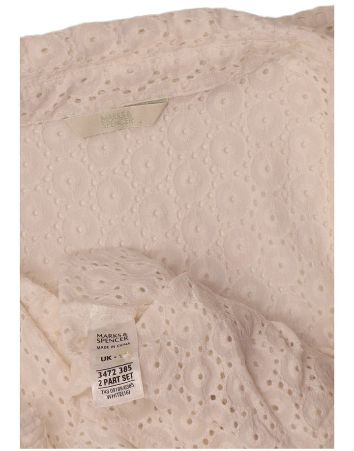 Blusa feminina Marks & Spencer transparente Reino Unido 16 grande branca