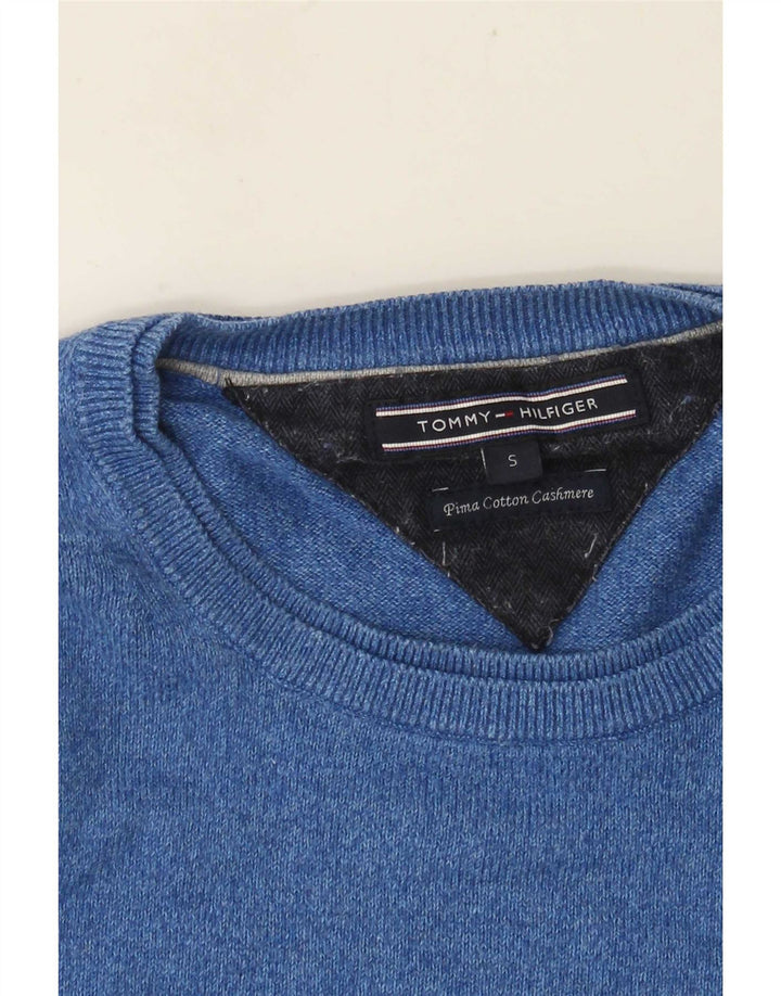 Suéter masculino Tommy Hilfiger com gola redonda e algodão azul pequeno