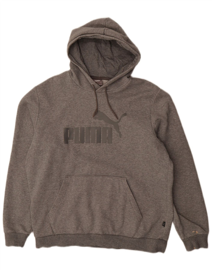 Suéter com capuz gráfico masculino Puma grande algodão cinza
