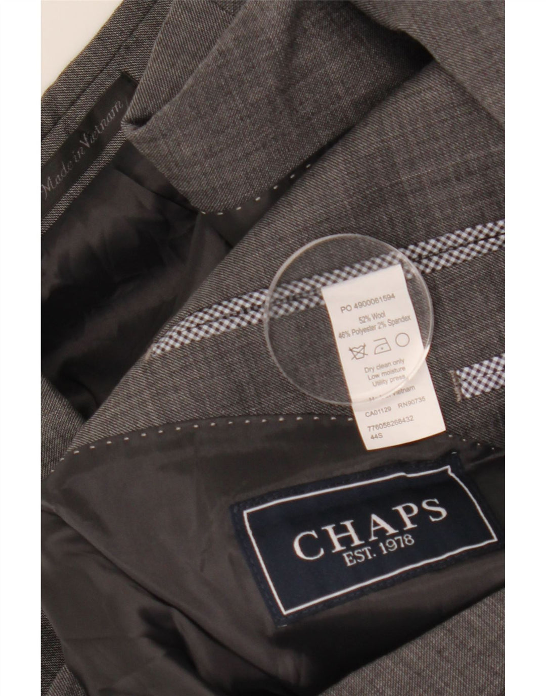 Jaqueta blazer masculina de 2 botões CHAPS Reino Unido 44 2XL lã cinza