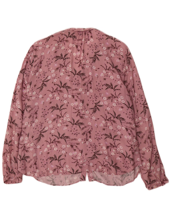 Blusa feminina Laura Ashley Reino Unido 18 XL rosa floral viscose