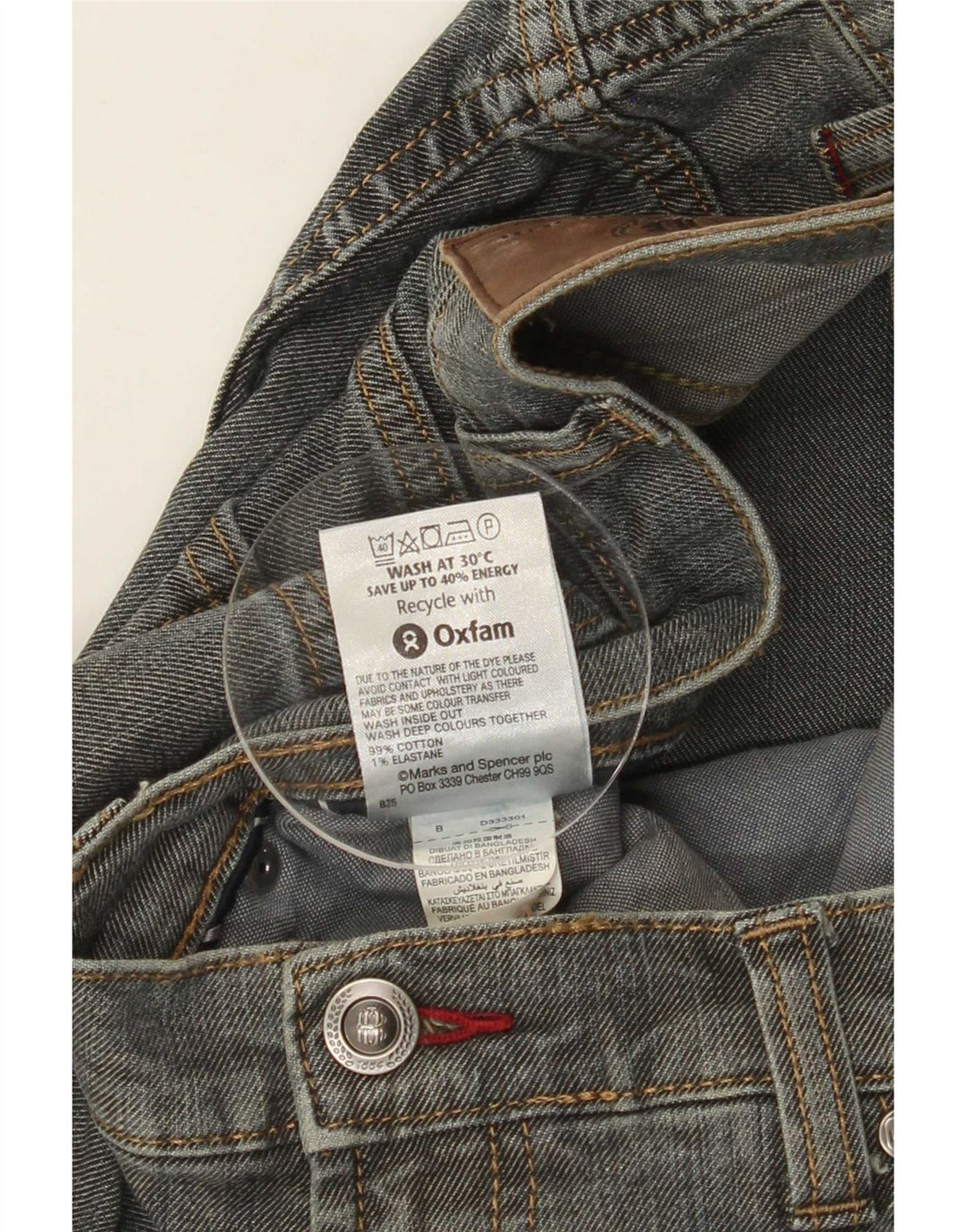 Jeans retos masculinos Marks & Spencer W34 L29 algodão cinza