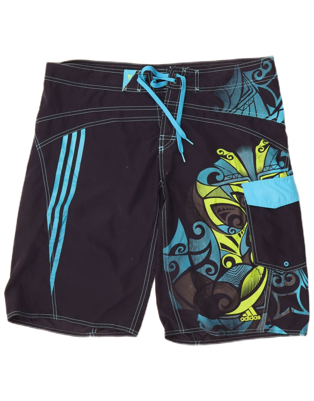 Shorts de natação masculinos Adidas Graphic grande poliéster azul marinho