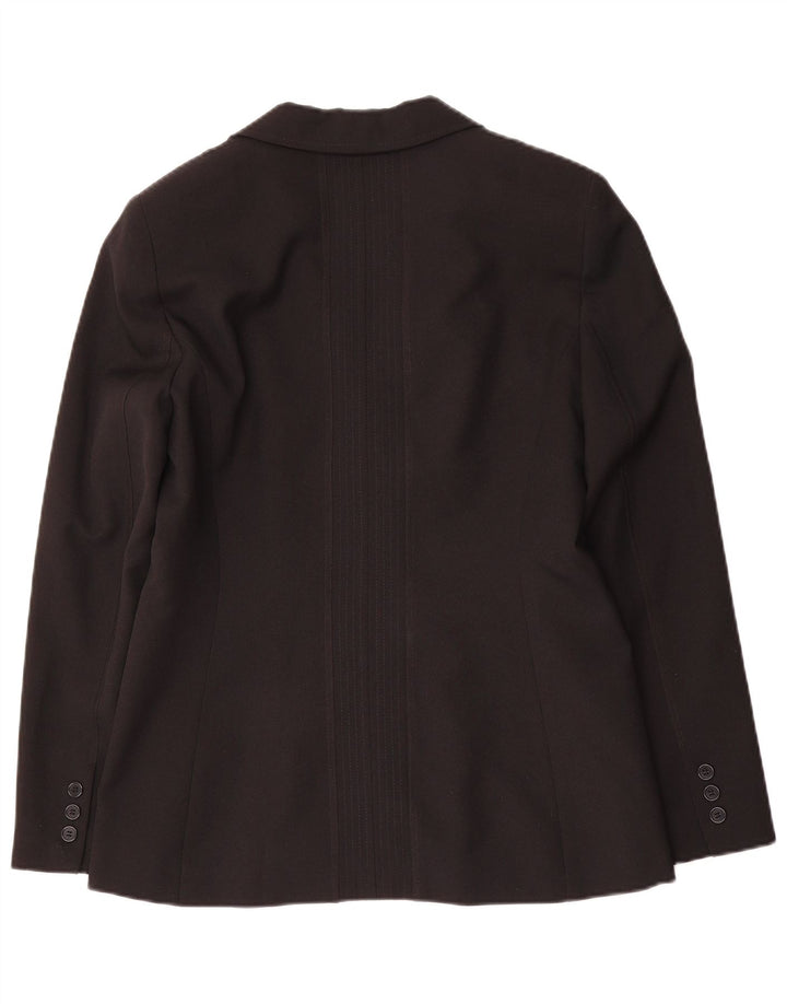Jaqueta blazer feminina vintage com 2 botões, poliéster preto grande Reino Unido 14