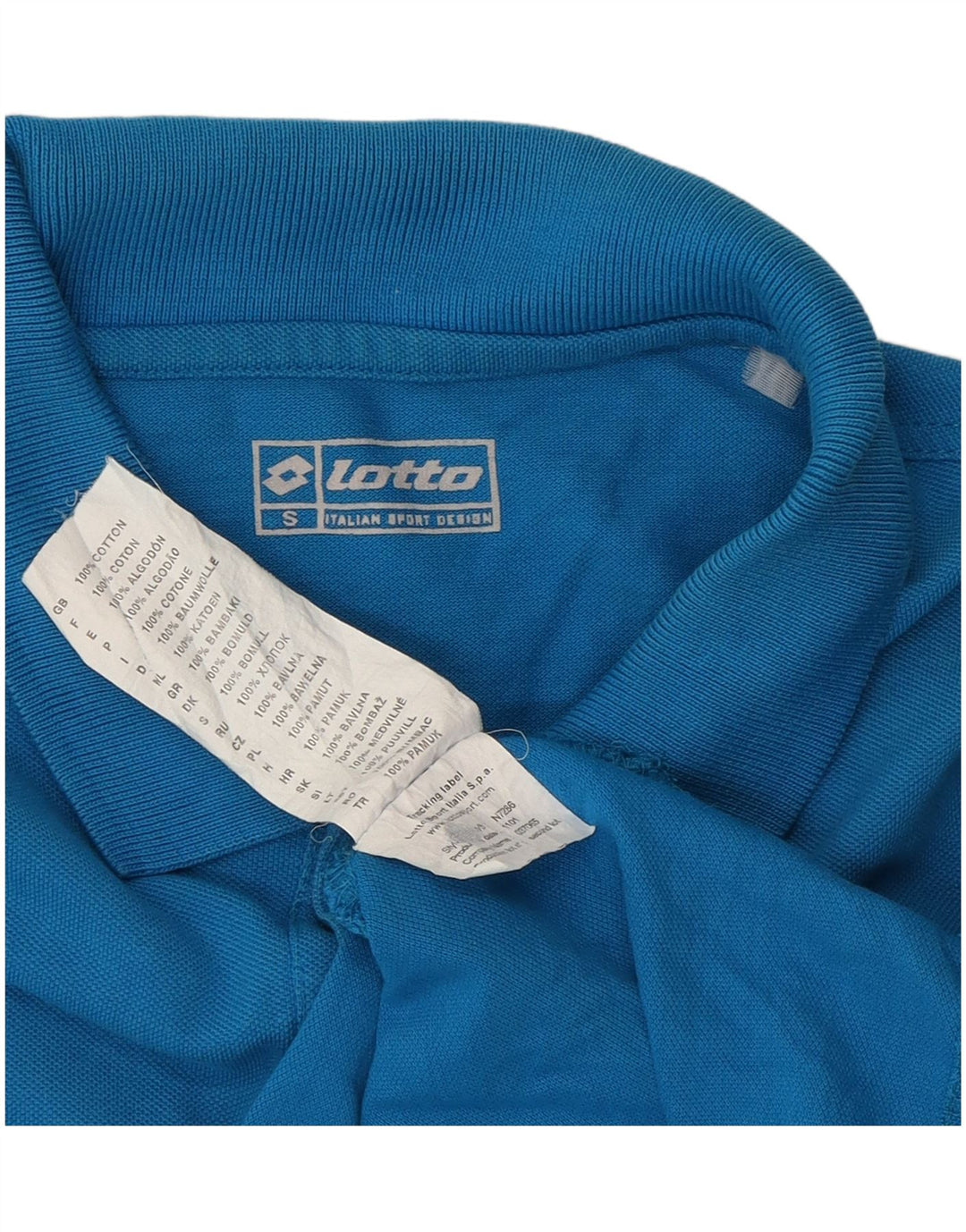 Camisa polo masculina LOTTO pequena azul algodão