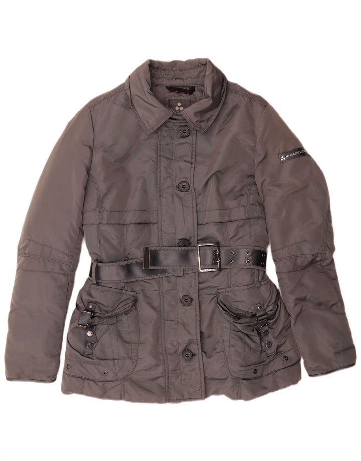 Jaqueta feminina acolchoada com cinto PEUTEREY IT 46 grande cinza poliamida clássica