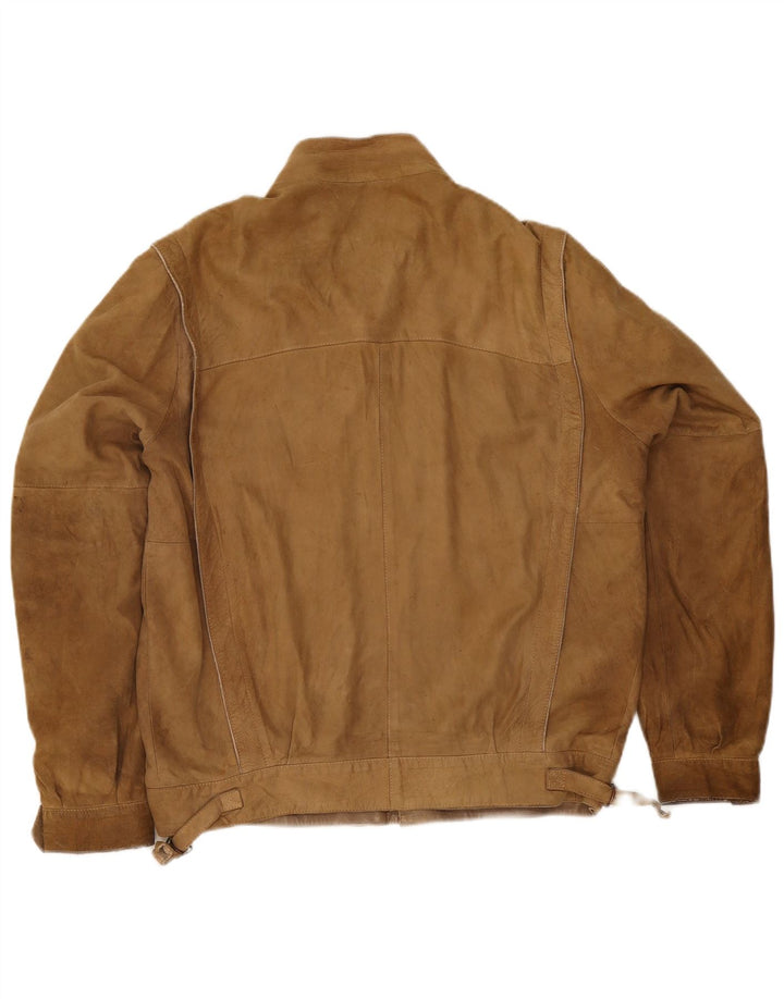 Jaqueta de couro masculina vintage UK 40 grande bege