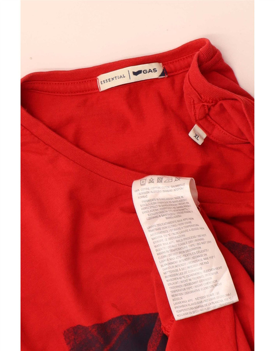 Camiseta gráfica masculina Gas Top XL algodão vermelho