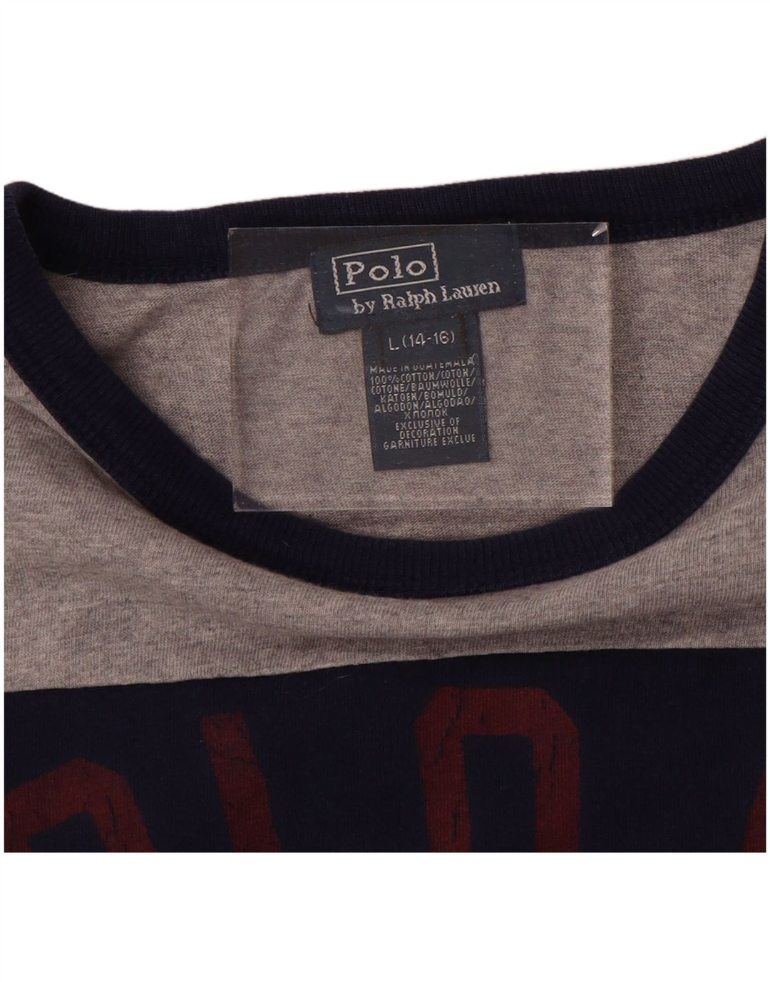 POLO RALPH LAUREN Camiseta gráfica masculina manga comprida 11-12 anos grande azul