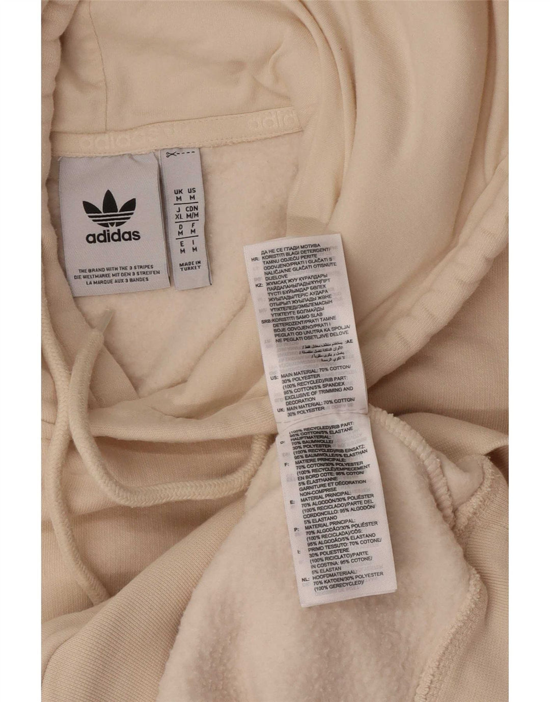 Adidas Mens Hoodie Jumper Médio Bege Algodão