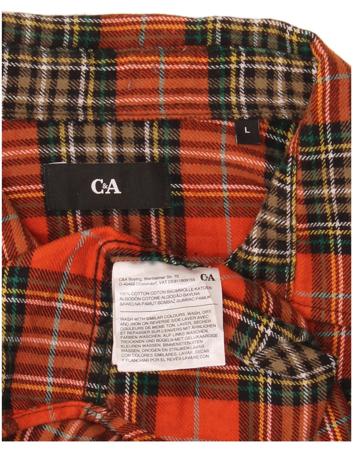 Camisa masculina de flanela C&A grande algodão xadrez vermelho