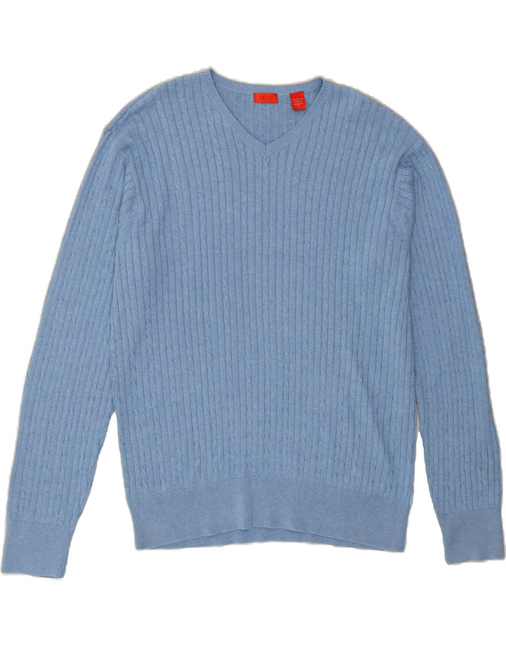 IZOD Mens V-Neck Jumper Sweater XL Blue Cotton Vintage Izod and Second-Hand Izod from Messina Hembry 