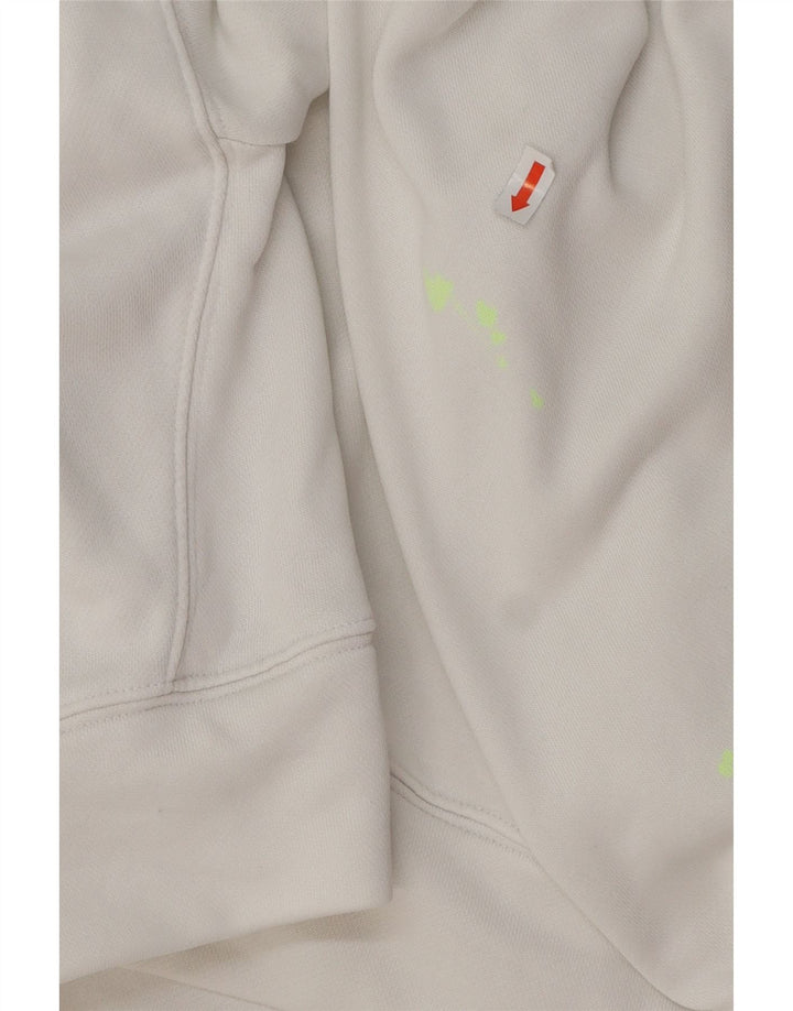 ADIDAS Womens Oversized Crop Hoodie Jumper Reino Unido 10 Pequeno Algodão Branco