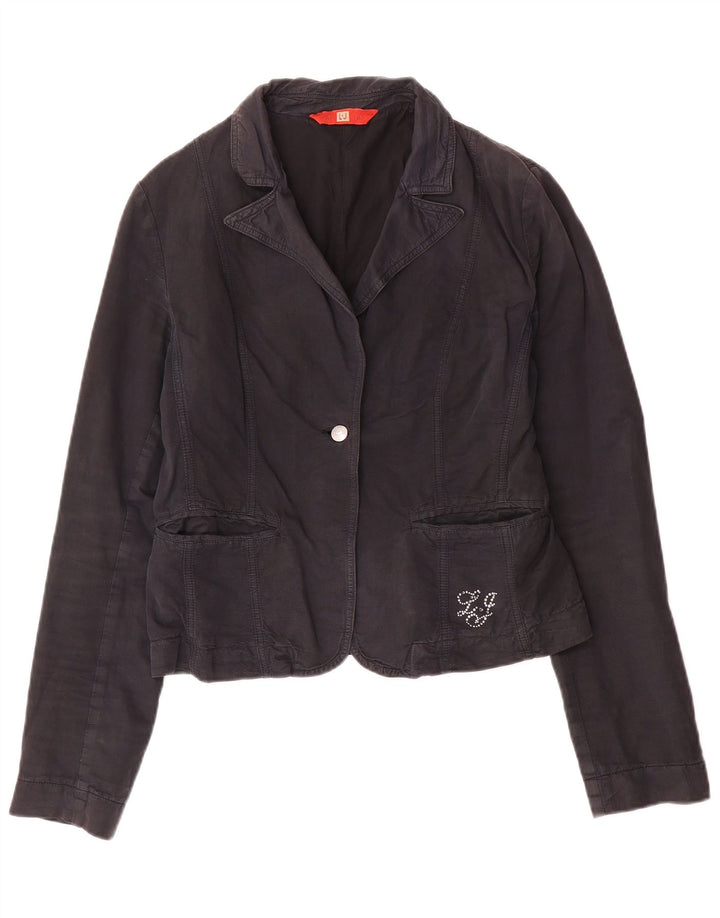 Liu Jo Jaqueta blazer feminina com 1 botão IT 46 grande algodão azul marinho