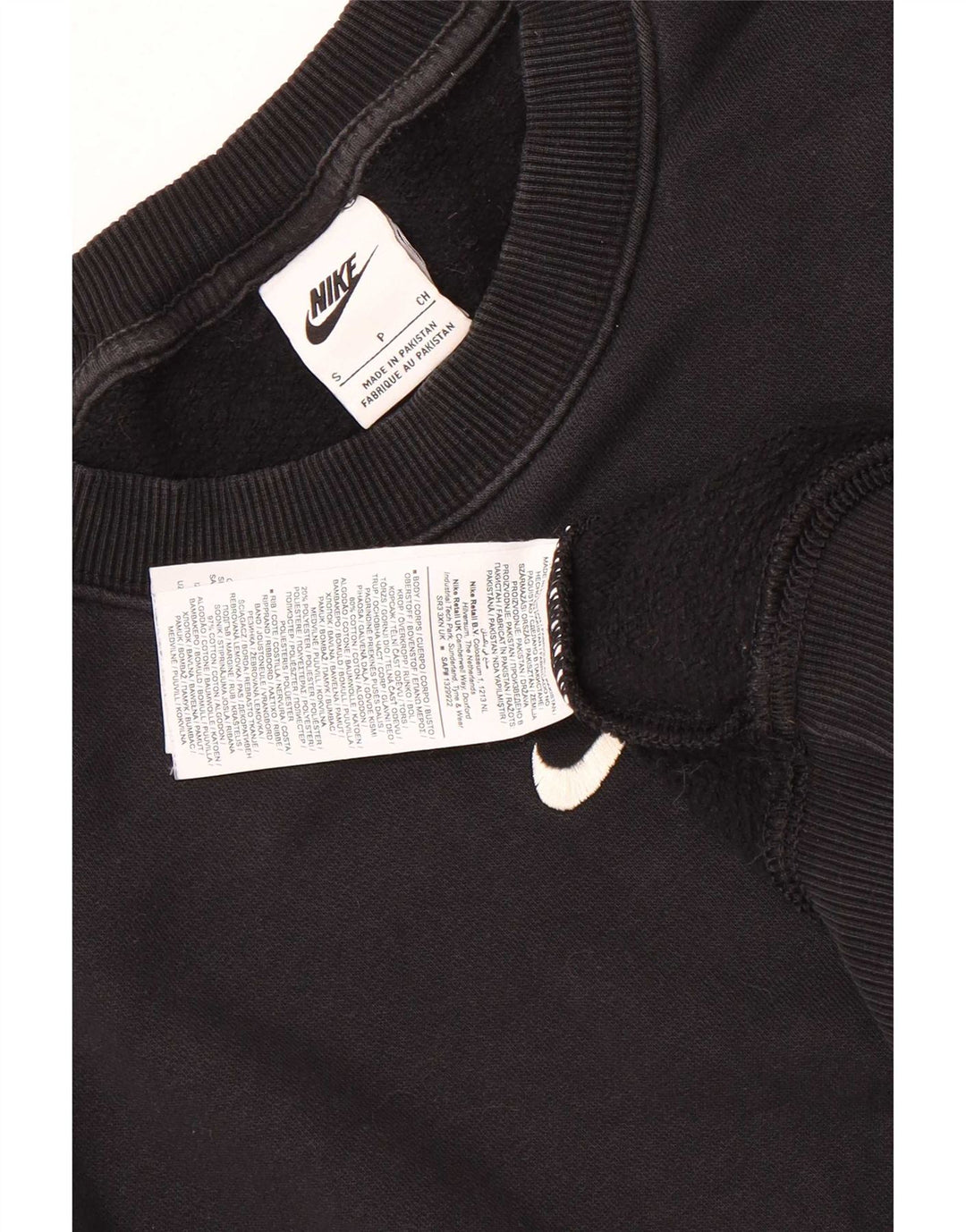 Nike masculino solto ajuste moletom jumper pequeno algodão preto