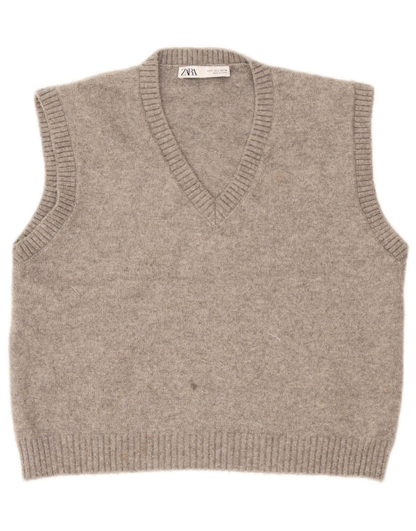 Zara Womens Vest Tank Top UK 16 Grande Lã Cinza