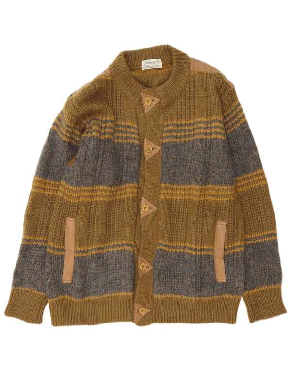 Suéter cardigã masculino Schiatti&Co verde médio colorblock mohair
