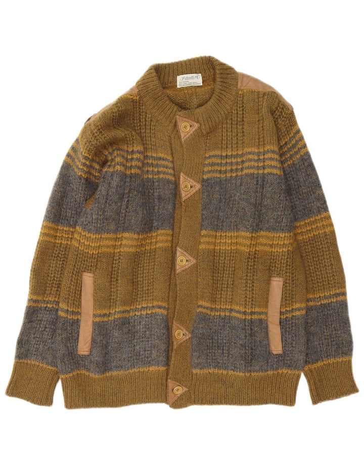 Suéter cardigã masculino Schiatti&Co verde médio colorblock mohair