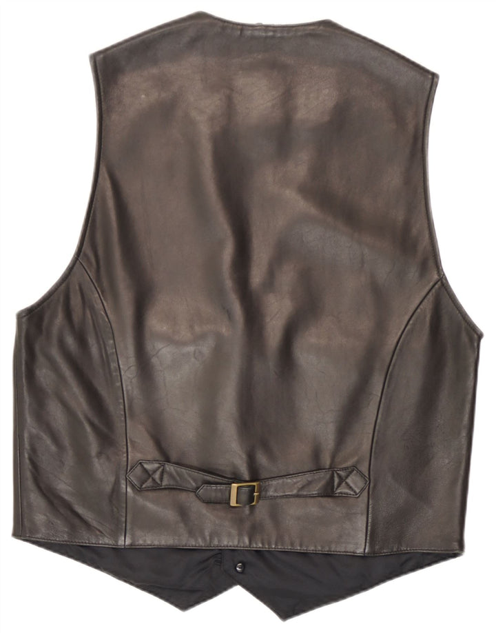 Colete de couro masculino Trapper IT 48 couro preto médio