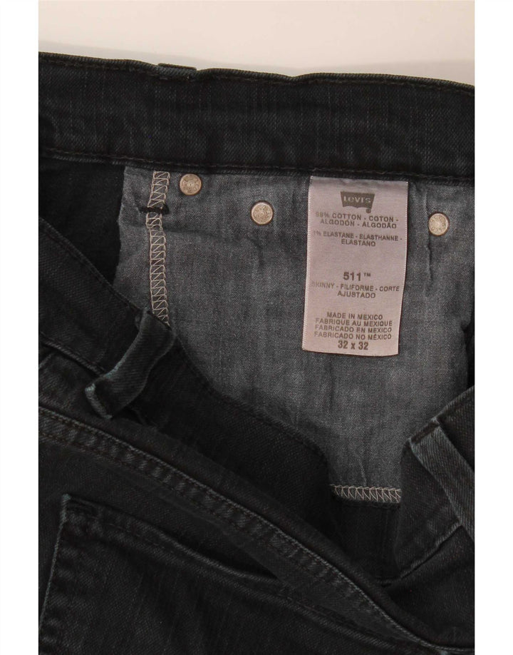Levi's Masculino 511 Slim Jeans W32 L30 Algodão Preto