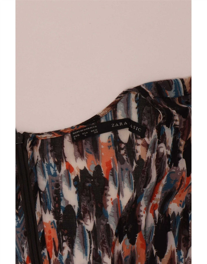 Túnica feminina Zara com padrão abstrato manga 3/4 Reino Unido 14 grande multicolorido