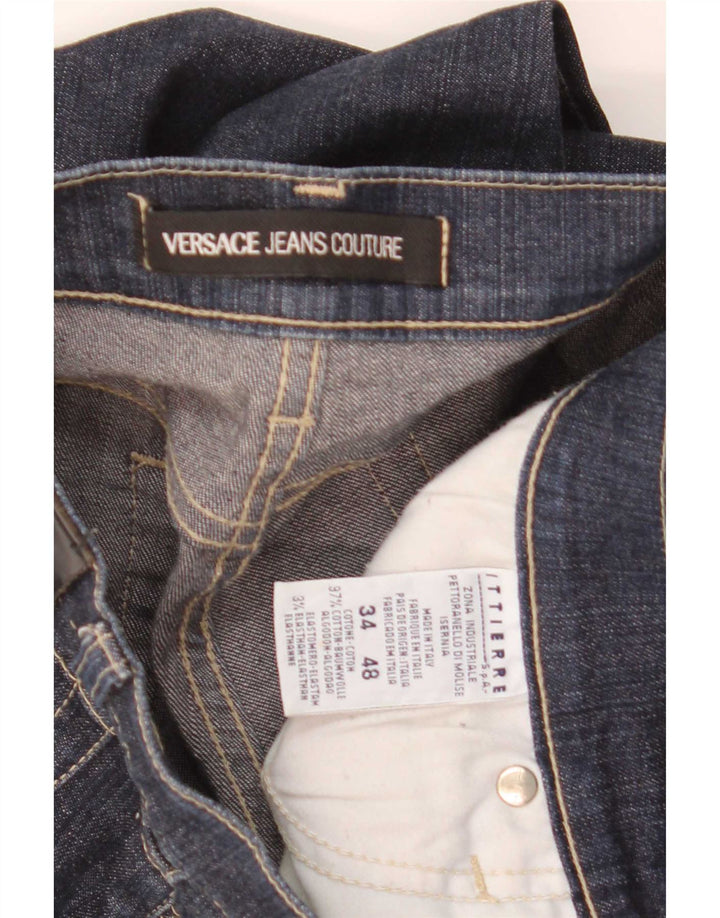 Versace Mens Ittierre Straight Jeans W34 L30 Azul Marinho Algodão