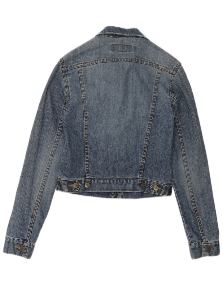 Jaqueta jeans feminina regular Fcuk Reino Unido 10 algodão azul pequeno