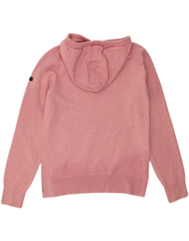 Jumper com capuz feminino SUPERDRY UK 8 pequeno algodão rosa