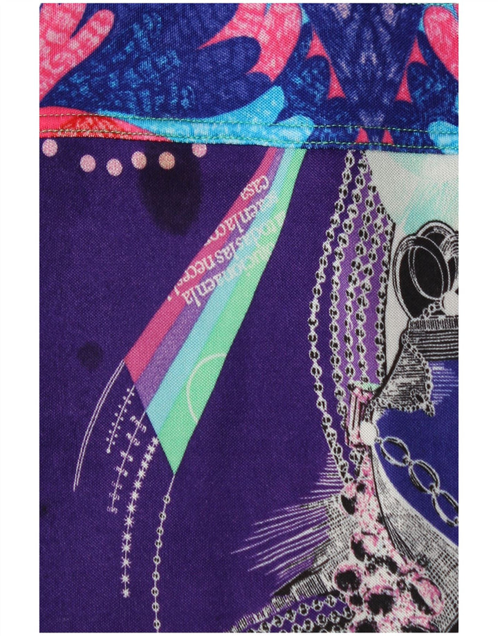 Vestido feminino CUSTO BARCELONA com padrão abstrato linha A UK 4 XS roxo