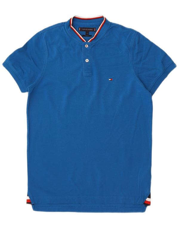 Camisa polo masculina Tommy Hilfiger Slim Fit pequena azul algodão