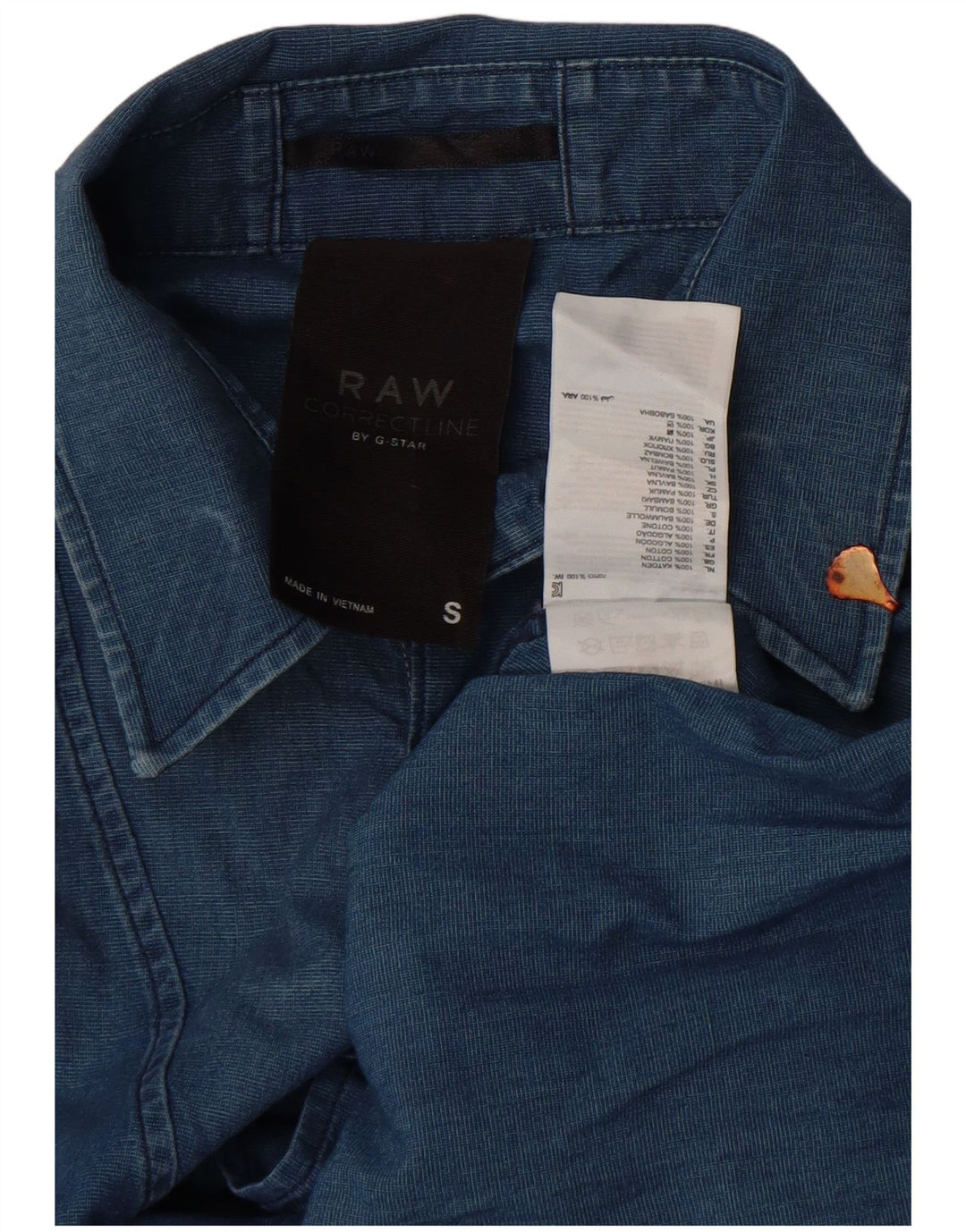 Camisa masculina G-Star pequena azul algodão