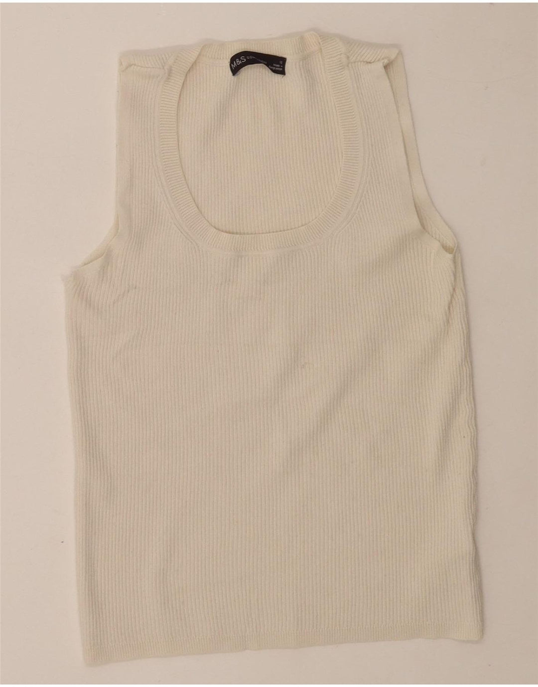 Regata feminina Marks & Spencer com colete curto Reino Unido 12 viscose branca média