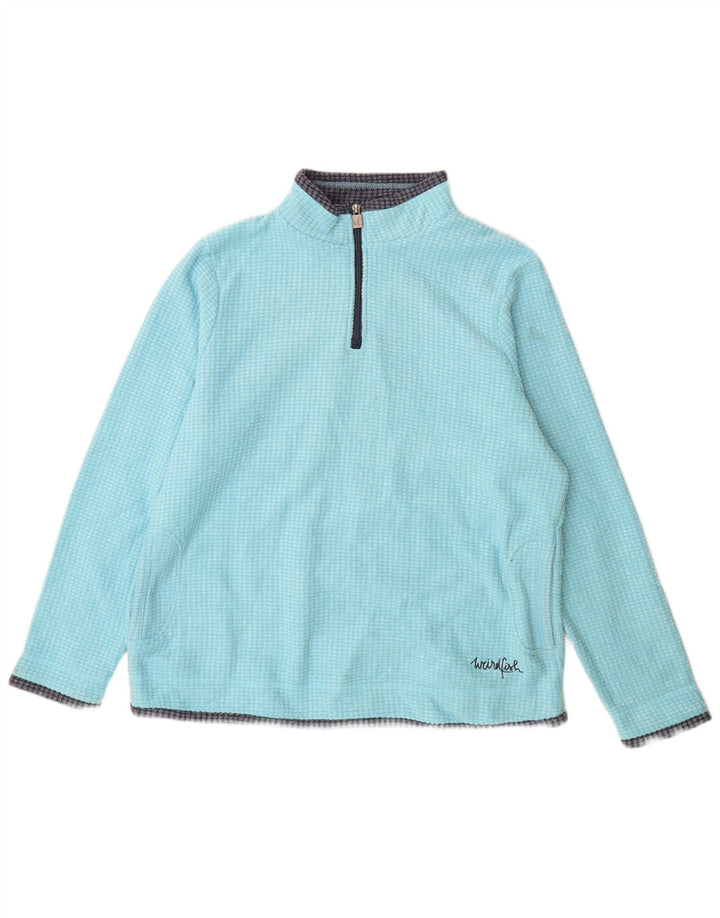 Suéter de lã feminino Weird Fish com zíper e pescoço grande UK 18 XL azul poliéster