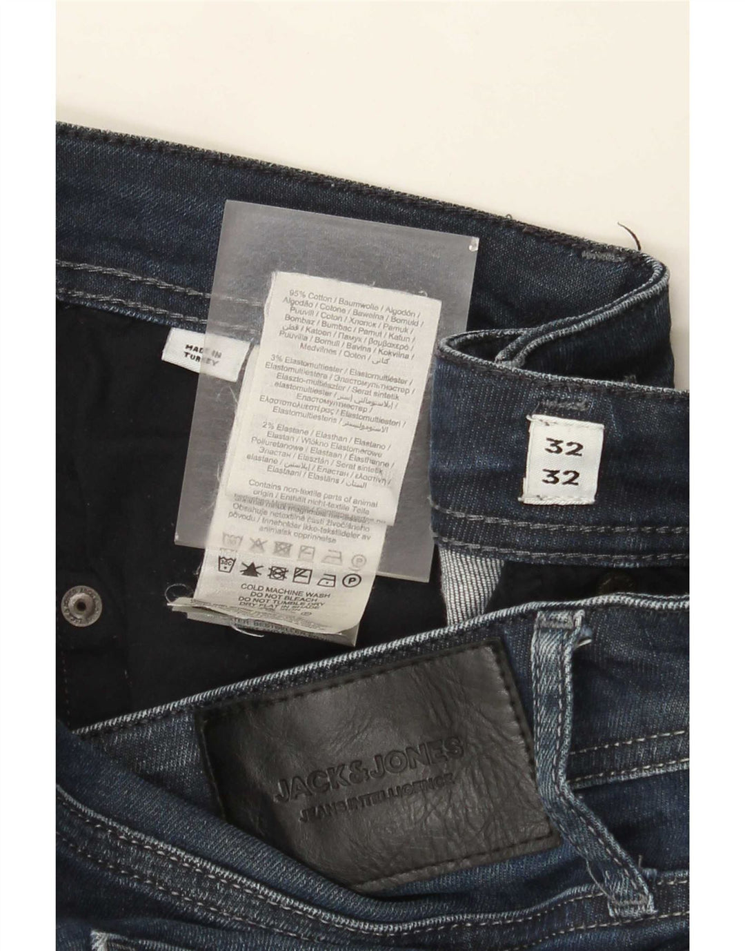 Jeans retos masculinos Jack & Jones W32 L32 algodão azul