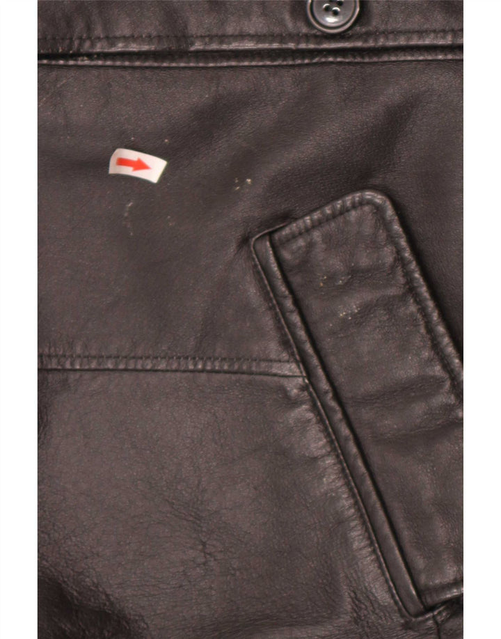 Jaqueta de couro masculina vintage UK 40 grande preta