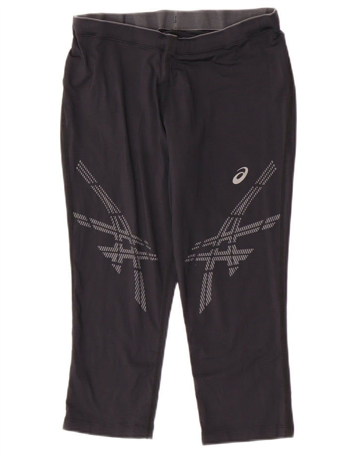 Calça de treino feminina Asics Graphic Capri UK 12 médio preto poliamida