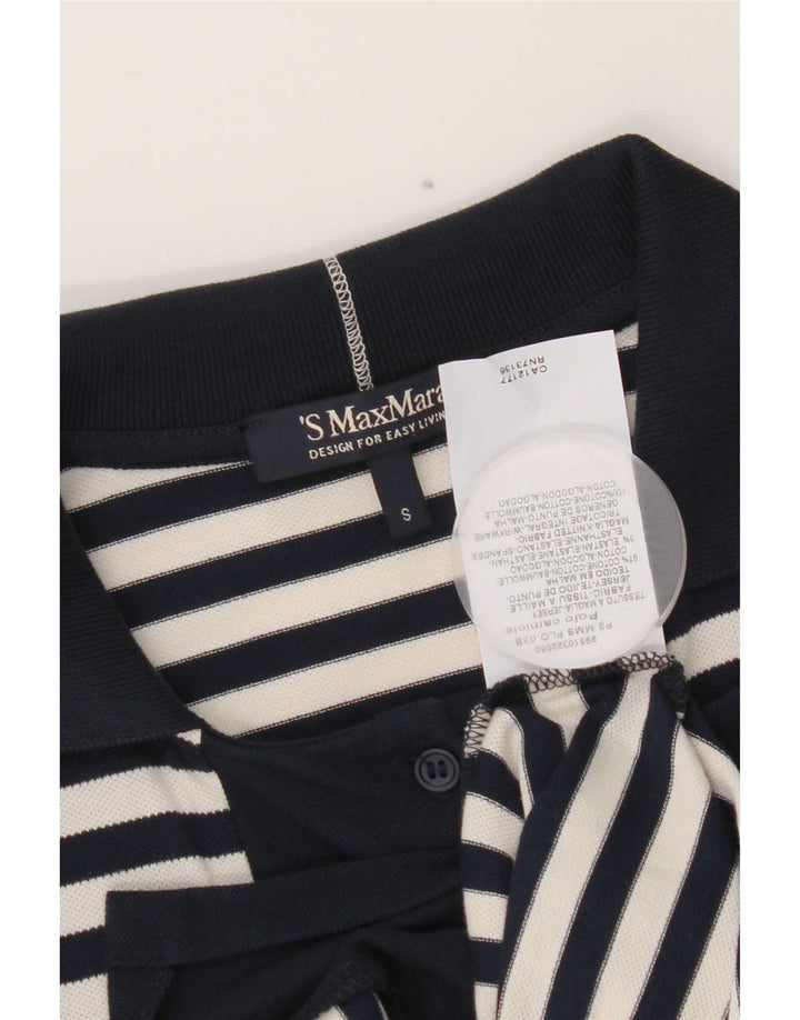 Blusa feminina Max Mara UK 10 pequena azul marinho listrada náutica
