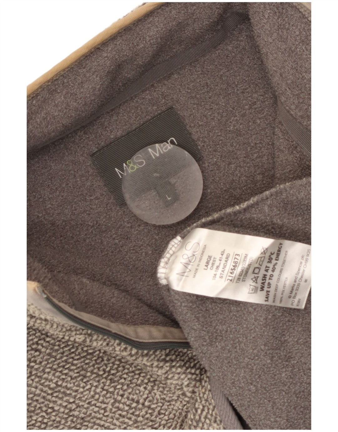 Suéter masculino Marks & Spencer com zíper e gola grande poliéster cinza