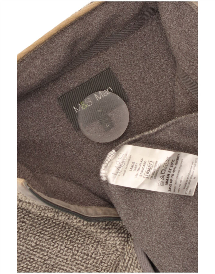 Suéter masculino Marks & Spencer com zíper e gola grande poliéster cinza