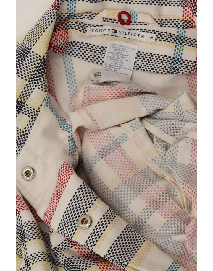 Sobretudo feminino TOMMY HILFIGER UK 14 médio off white xadrez algodão