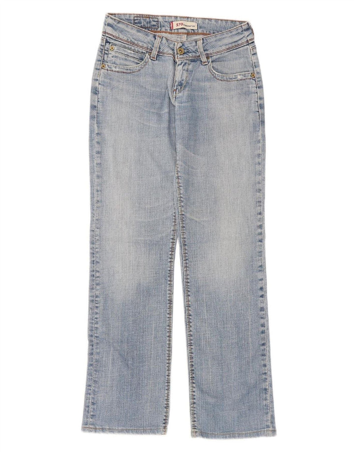 Levi's feminino 570 jeans retos W27 L30 algodão azul