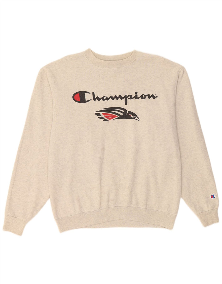 CHAMPION Suéter gráfico feminino com capuz UK 14 cinza médio