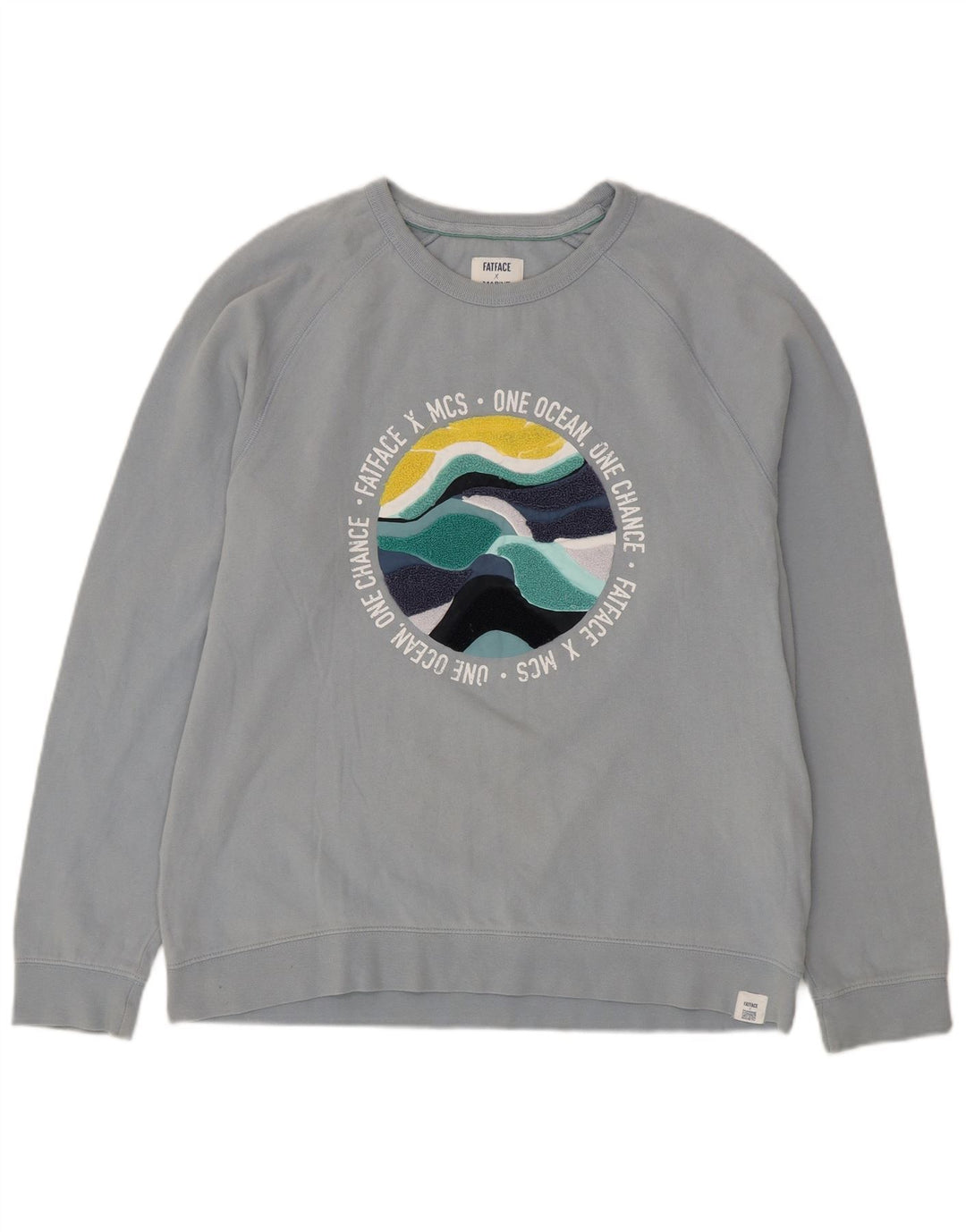 Fat Face Mens Gráfico Moletom Jumper Médio Algodão Azul
