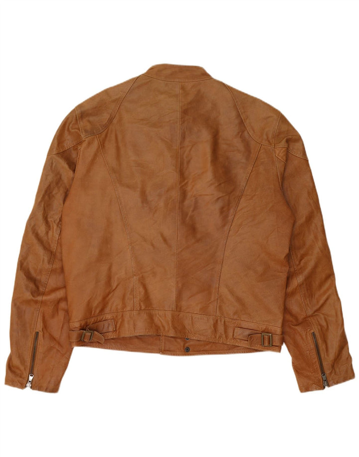 Jaqueta de couro masculina vintage UK 38 couro marrom médio